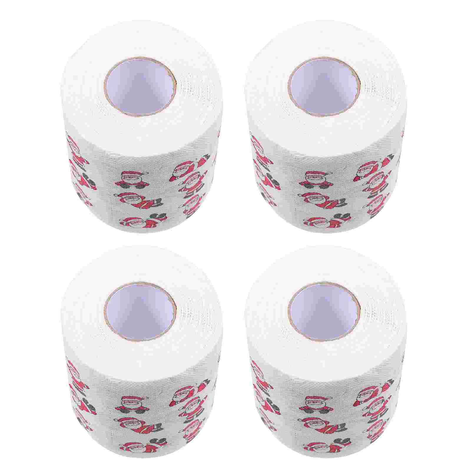 

4 Rolls Christmas Toilet Napkin Themed Tissues Festival Printing Disposable Shop Towels Paper Dinner Napkins Funny Rolling