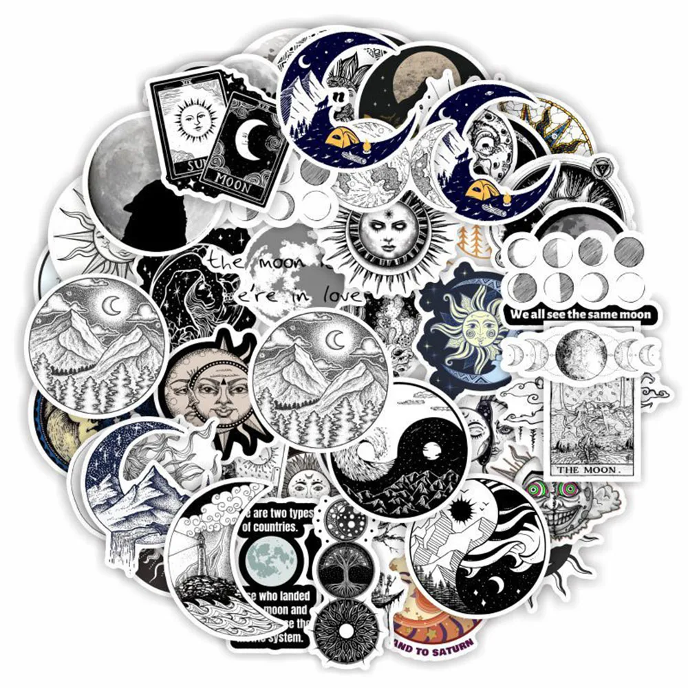 103050pcs gothic diablo cool sun moon art graffiti stickers aesthetic decals skateboard diary laptop car sticker for kids toy free global shipping