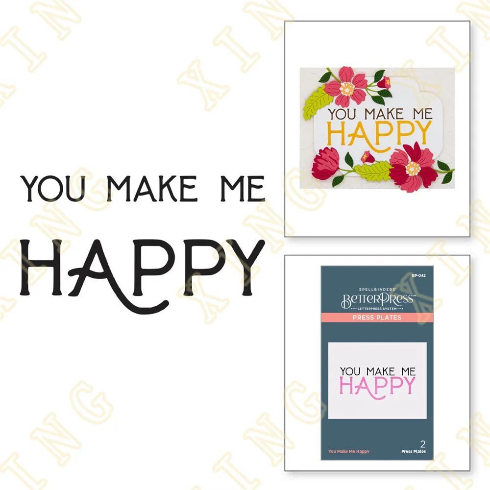 

New Solid Hot Foil Plate Scrapbook Diary Decoration Stencil Embossing Template DIY Greeting Card Handmade You Make Me Happy