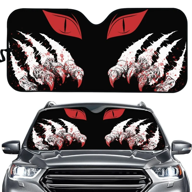 

INSTANTARTS Fashion Red Evil Eyes and Claws Car Auto Sun Shade Cool Interior Accessories Windshield Sunshade Cover Universal