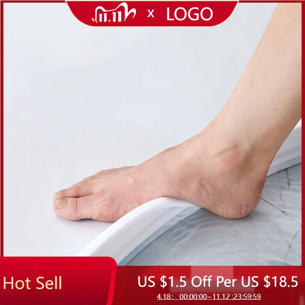 

Rubber Silicone Shower Barrier Water Stopper Bathroom Waterproof Strip Water Retaining Strip Bendable Door Bottom Sealing Strip
