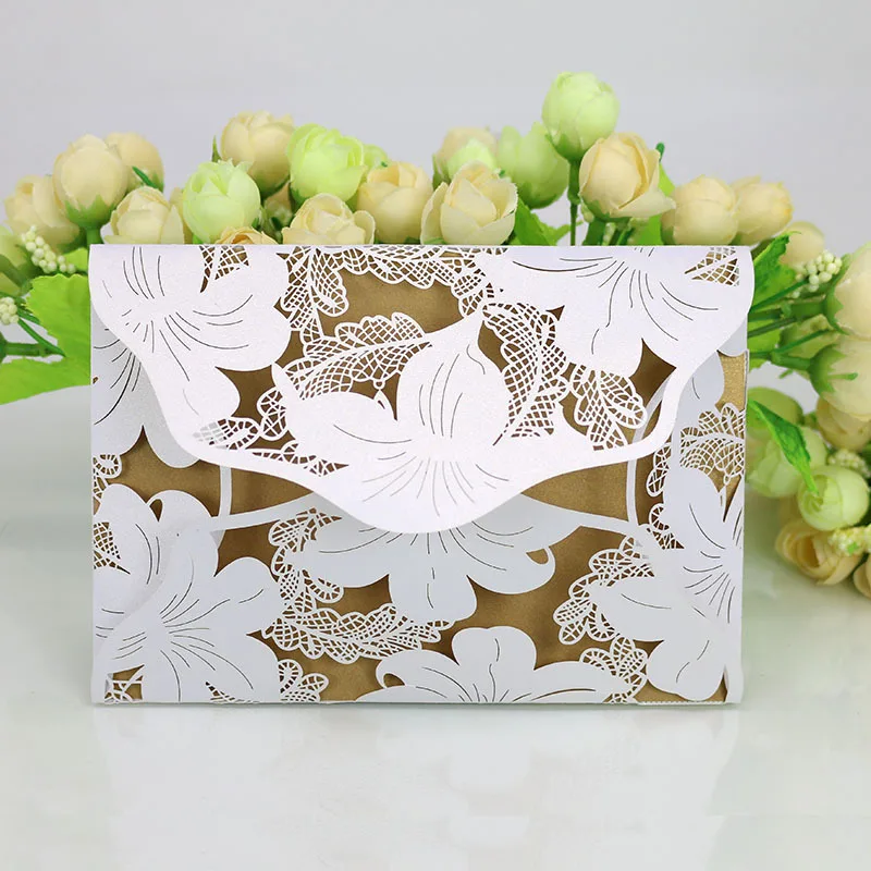 

24 Pieces European Openwork Creative Wedding Invitation Guest Banquet Card Lily Wedding Invitation Card High-end Invitation
