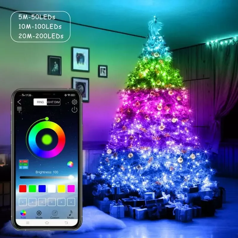 LED String Light App Control String Lamp Ip67 Waterproof Outdoor Fairy Lights for Christmas Tree Decoration Multi-functional