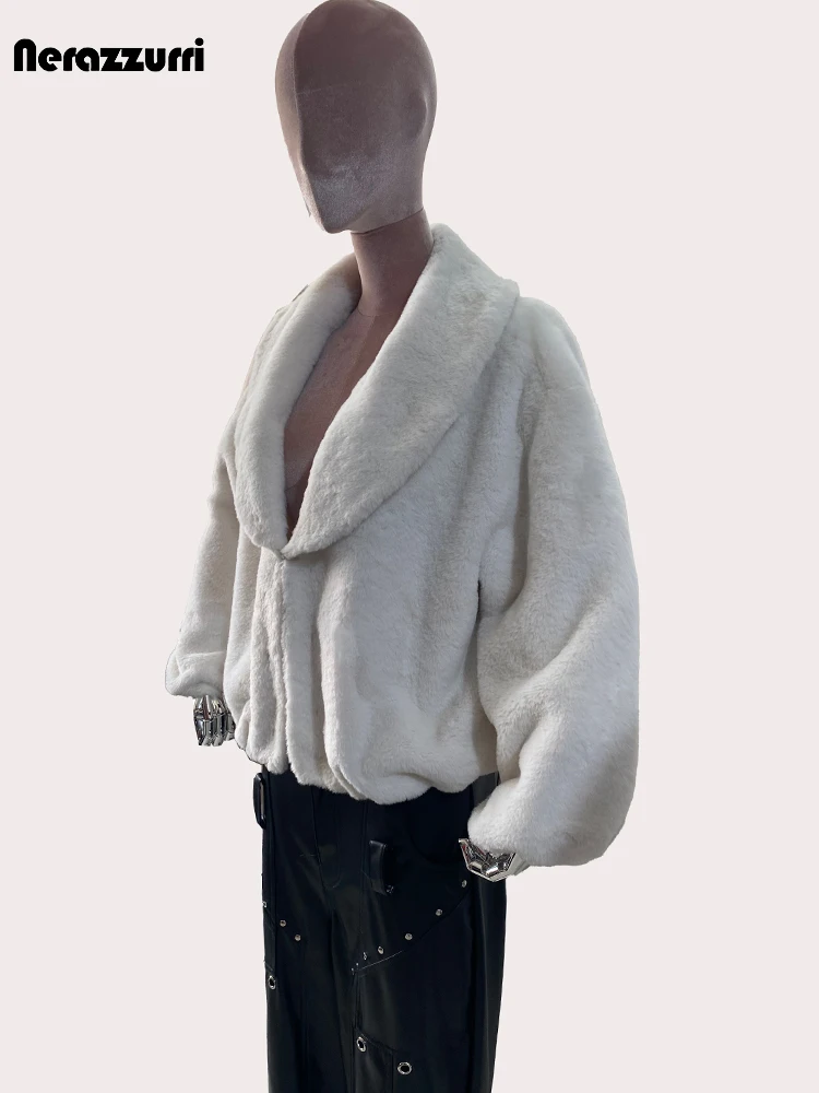Nerazzurri Осень-зима Оверсайз Сладкая Мягкая Короткая Теплая Толстая Пушистая