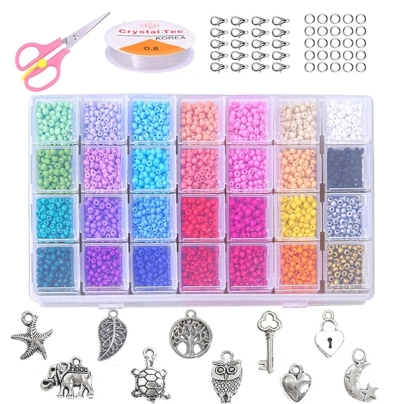 

9000pcs 3mm Czech Glass Seed Beads Belt Box Set Charm Seedbeads Rondelle Spacer Beads for Jewelry Making DIY Bracelet Necklace