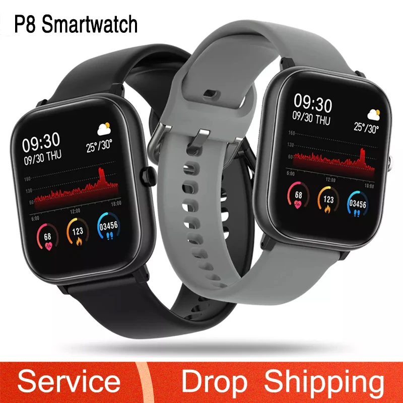 

P8 Color Screen Smart Watch Bluetooth Men Women Wristwatch Full Touch 1.4inch Fitness Tracker Heart Rate Blood Pressure Monitor