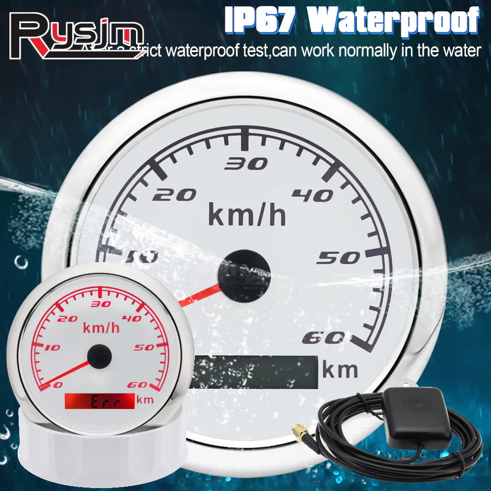 

85MM GPS Speedometer 30/60/120/200/300 Kmh Waterproof Boat Car Truck Speed Gauge Meter With GPS Antenna For Marine Boat Motor