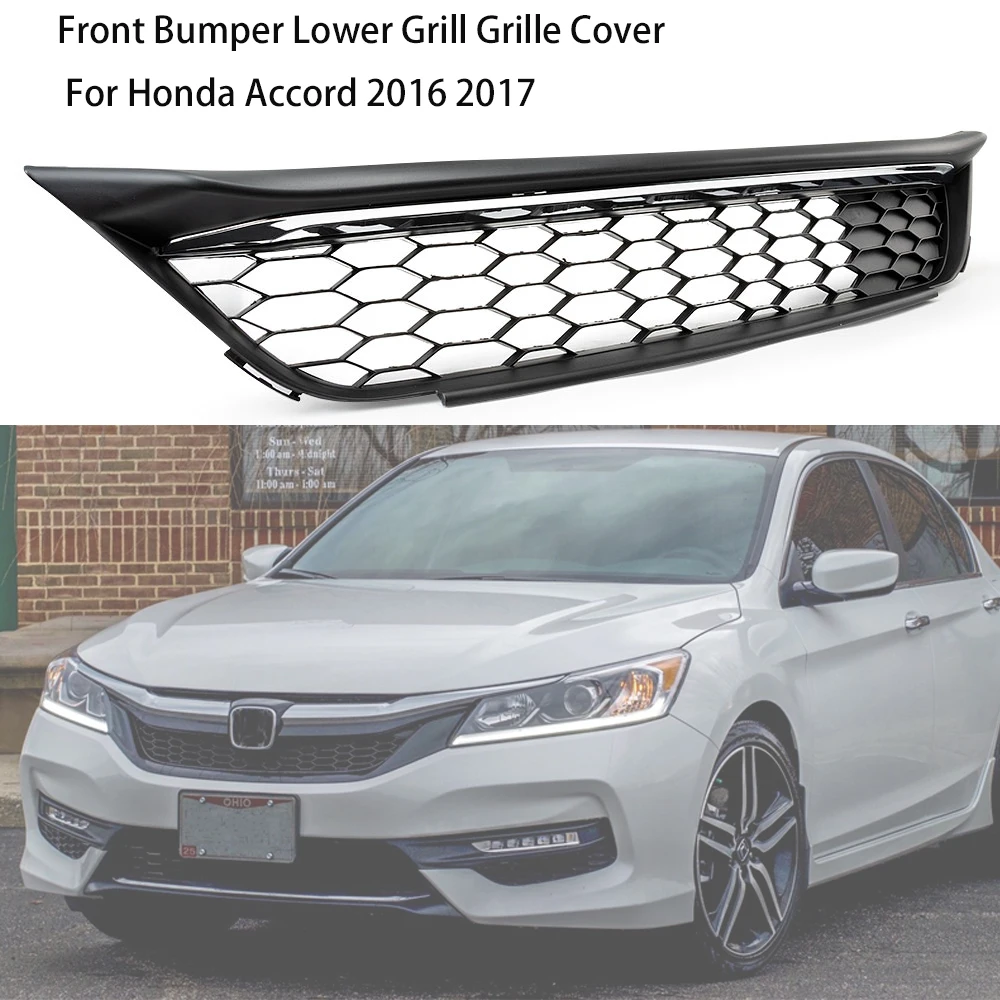 New Front Bumper Lower Grill Grille Cover w/ Chrome Trim For Honda Accord 2016 2017 Car Accessories