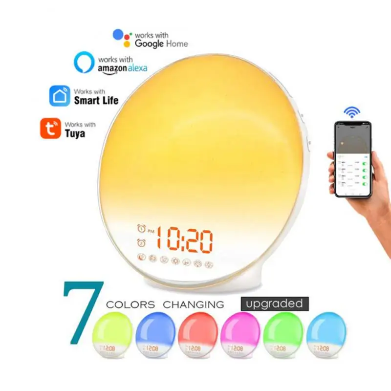 

Nature Wake Up Light Snooze Digital Alarm Clock Sleep Aid Colorful Bedroom Multifunctional Sunrise Simulation Beside Night Lamp