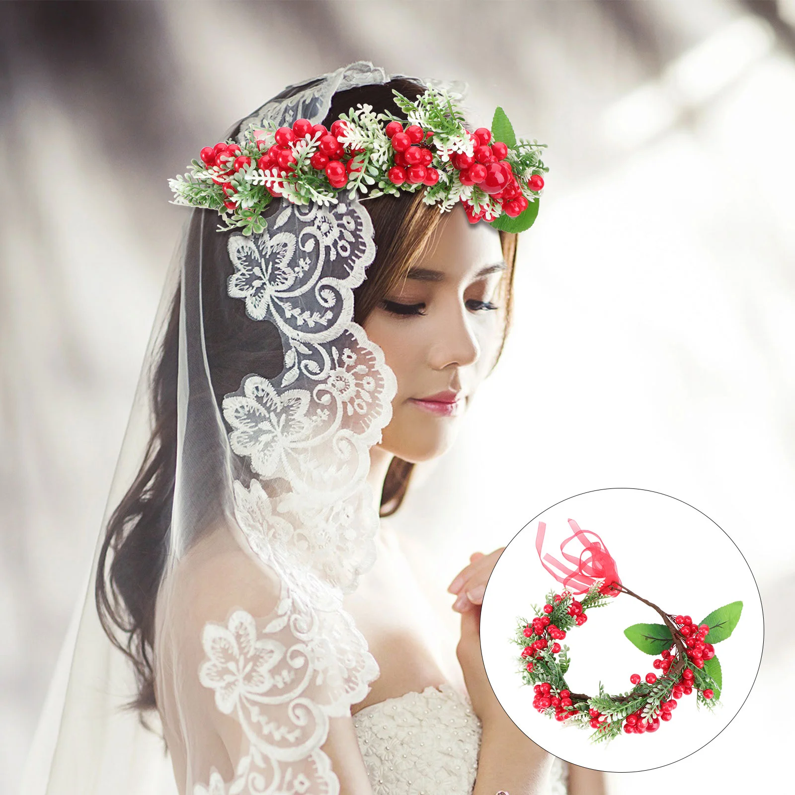 

1pc Wedding Headband Exqusite Artificial Berries Headpieces Headwear for Bridesmaid
