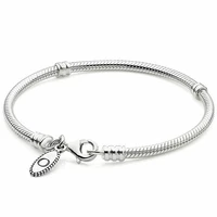 authentic 925 sterling silver moments lobster claw clasp snake chain basic bracelet bangle fit bead charm diy pandora jewelry