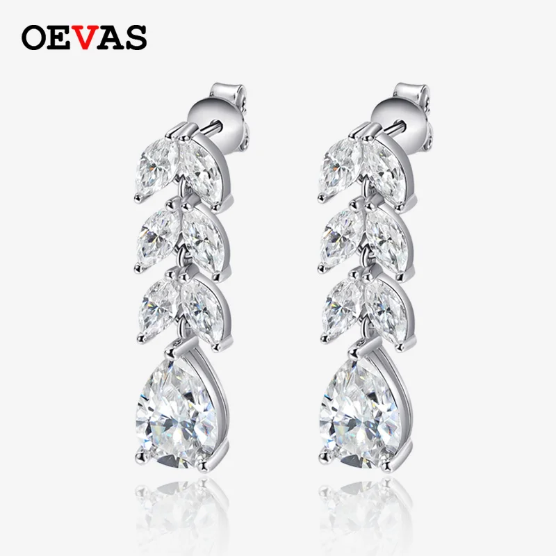 Серьги-подвески OEVAS 7 6 cttw D Color vs1 из муассанита серебро 100% пробы