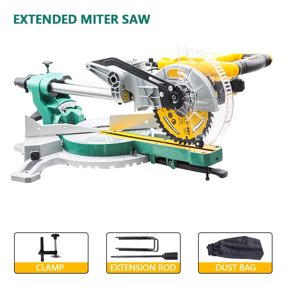 Upgraded 7-inch rod miter saw with extended guide rail multi-function miter 45 degree woodworking tool aluminum sawing machine
