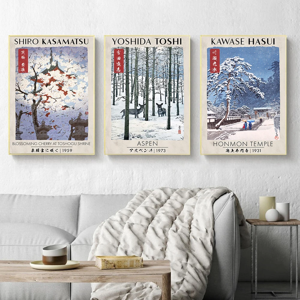 

Japanese Art Prints Vintage Woodblock Exhibition Posters Snow Blossom Wall Art Canvas Painting Home Decor Gift Idea Pictures