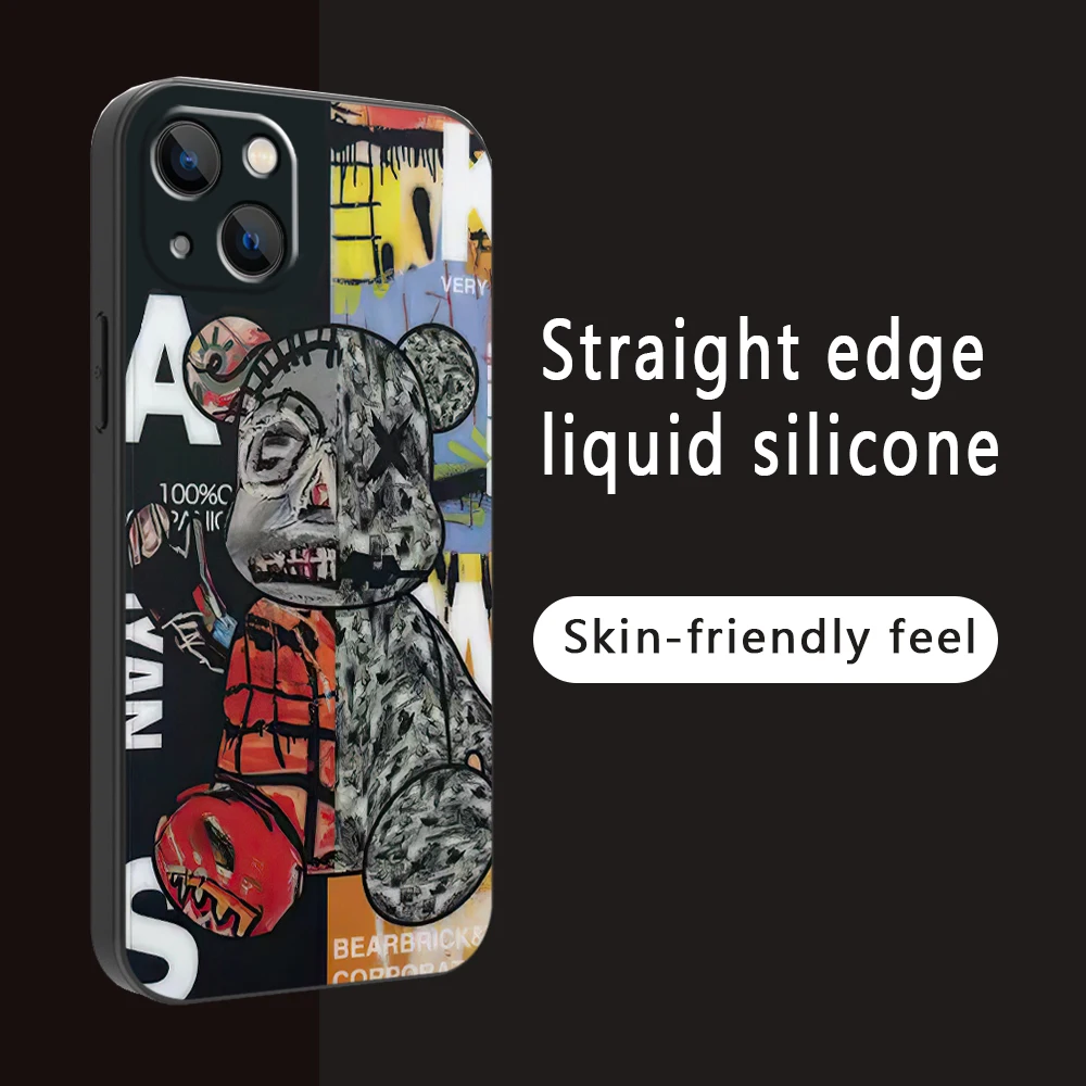 

Painting Bear Army Phone Case For iPhone 11 13 Pro MAX Mini 11 Pro MAX 6 6S 7 8 Plus X SR XS MAX SE 2020 Liquid Silicone Cover
