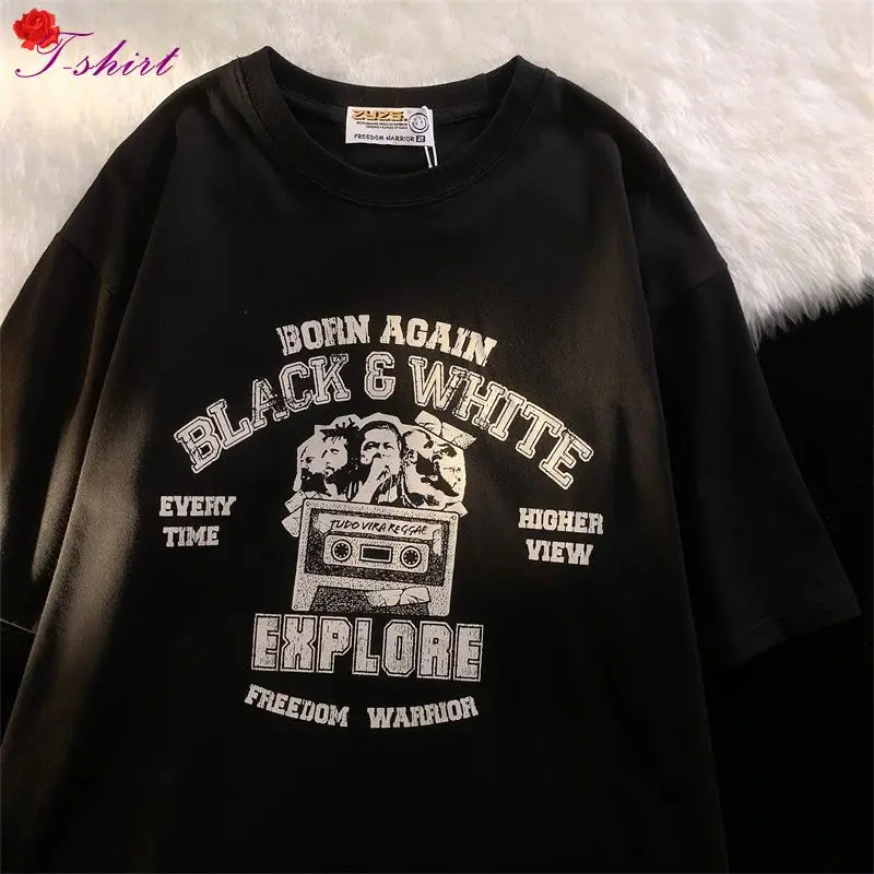 

T-shirt Women Vintage Y2k Aesthetic Personality Creative Letter Printing Oversized T-shirt Short-sleeved Summer Streetwear Y2k