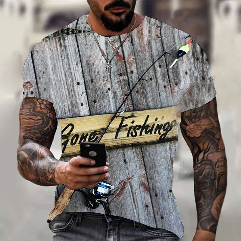 

New 3d Printing Fishing Competition Man's/women's T-shirts Wild Fishing Pattern Summer Fashion Personality Versatile Loose Plus