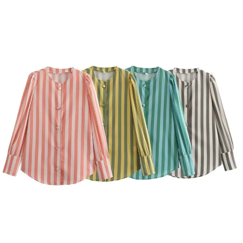 Полосатые лоскутные женские рубашки 2024 новая модная женская рубашка с длинным