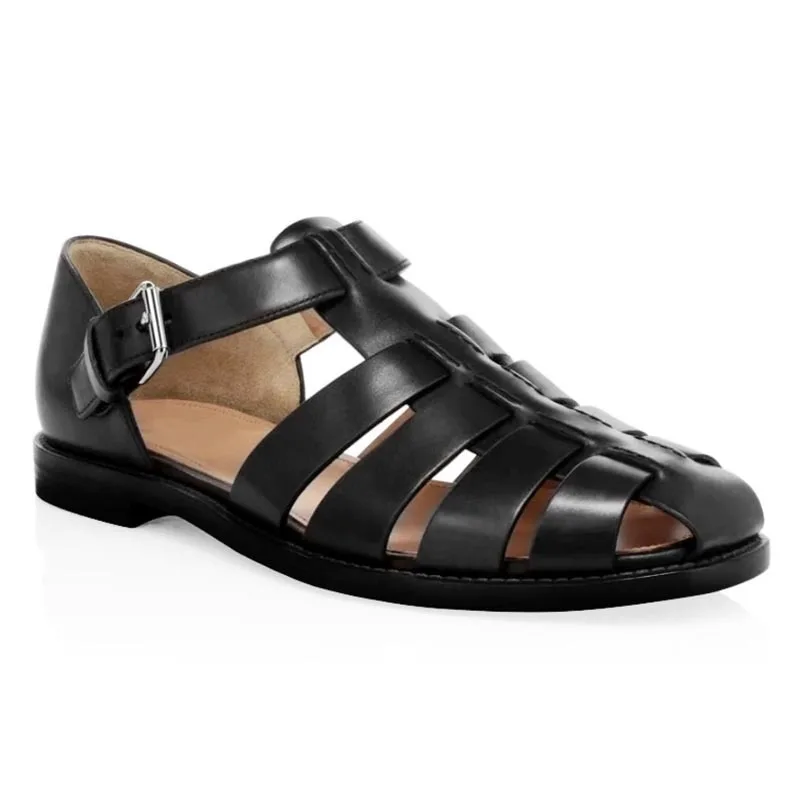 

Summer Open-toed Flat-bottomed Roman Sandals Men Breathable Beach Shoes Designer Sandals Designer Sandals Genuine Leather Spring