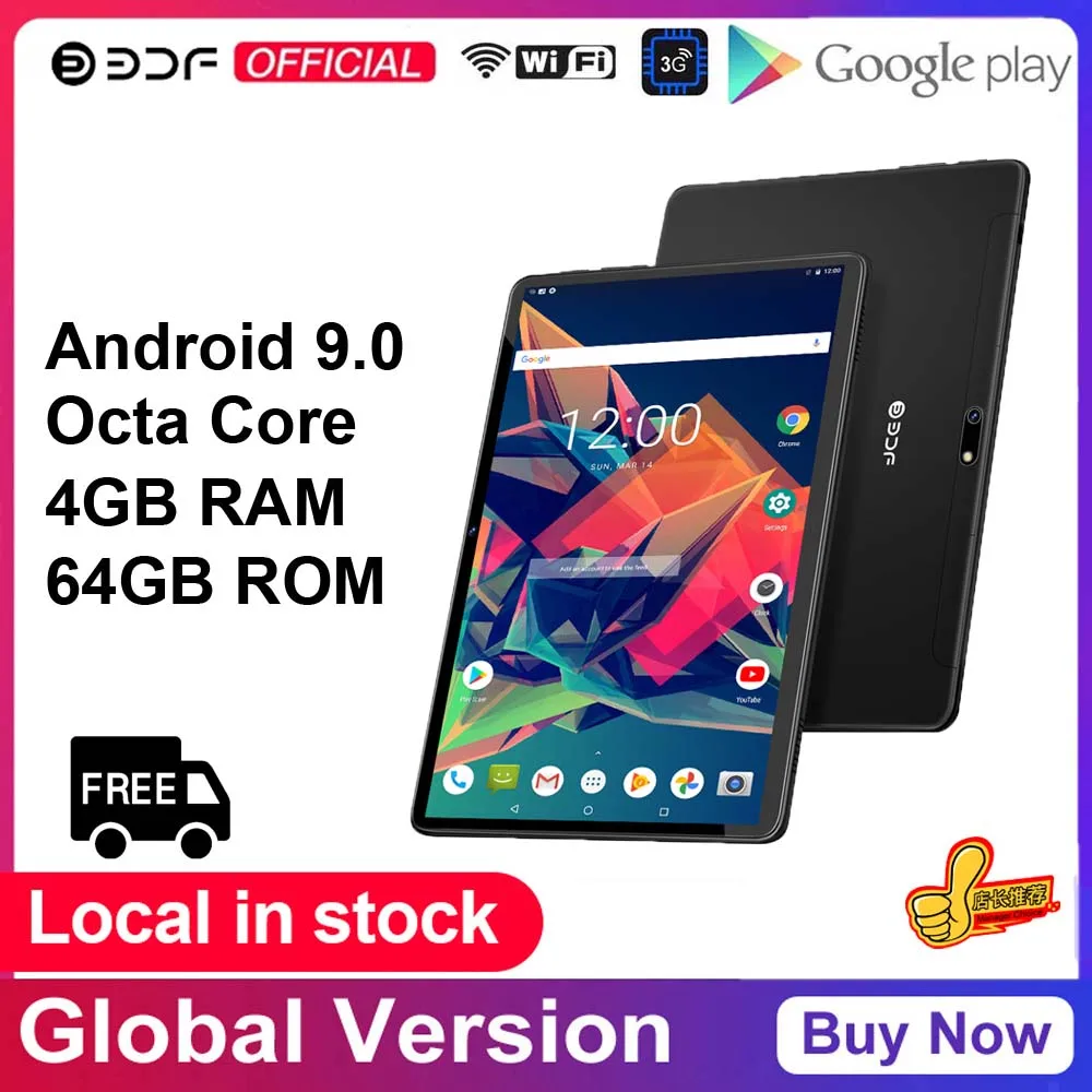 2022 New 10.1 Inch Android 9.0 Google Tablet Pc Octa Core 3G Network Dual SIM Cards 4GB RAM 64GB ROM WiFi Bluetooth GPS Tablets