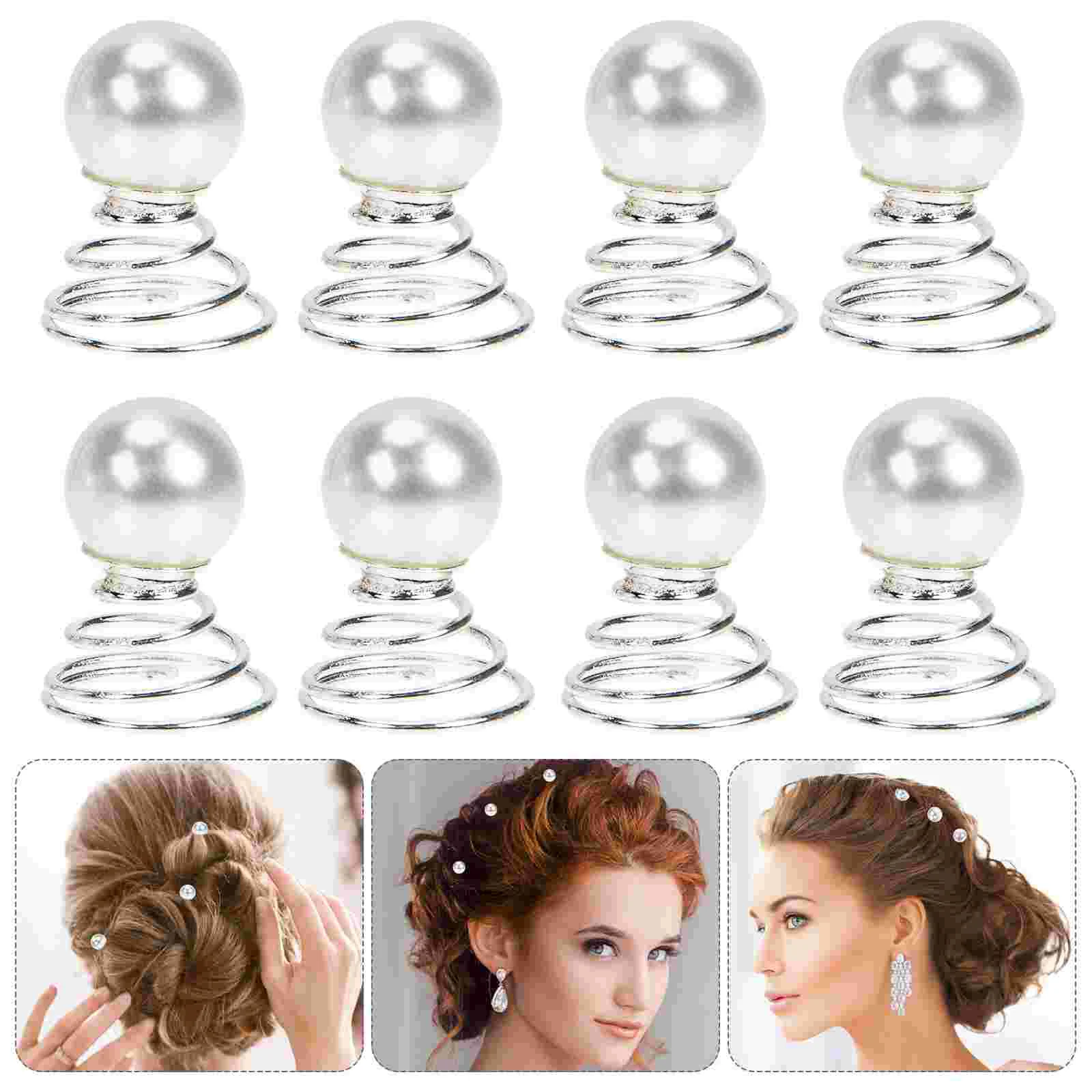 

20 Pcs Spiral Bean Clips Hair Frizz Bridal Accessories Styling Pearl Swirl Hairpin Alloy Trinkets