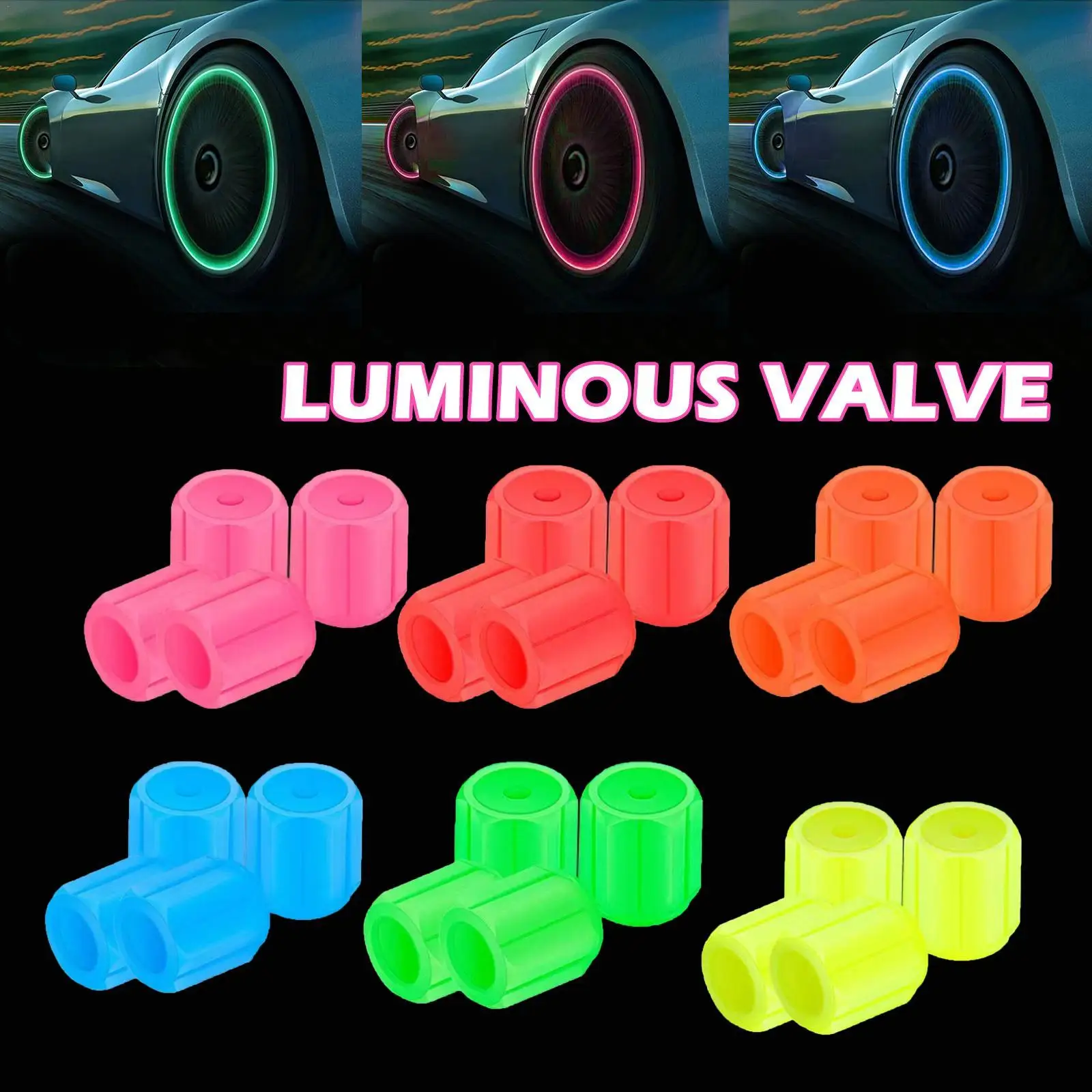 

4PCS Automobile Tyre Luminous Valve Cap Electric Vehicle Motorcycle Valve Cover Luminous Valve Core Cover Tyre General