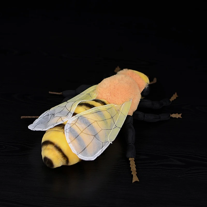 

26cm Long Lifelike Bees Plush Toys Softs Insect Series Bug Honey Bee Stuffed Animals Doll Gifts For Kids