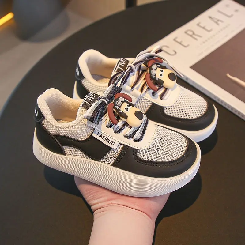 

4-12Y Children Skateboarding Shoes Boys Girls Summer Flat Heel Mesh Lace-up Solid Cartoon Cute Breathable Kids Footwear Hw40