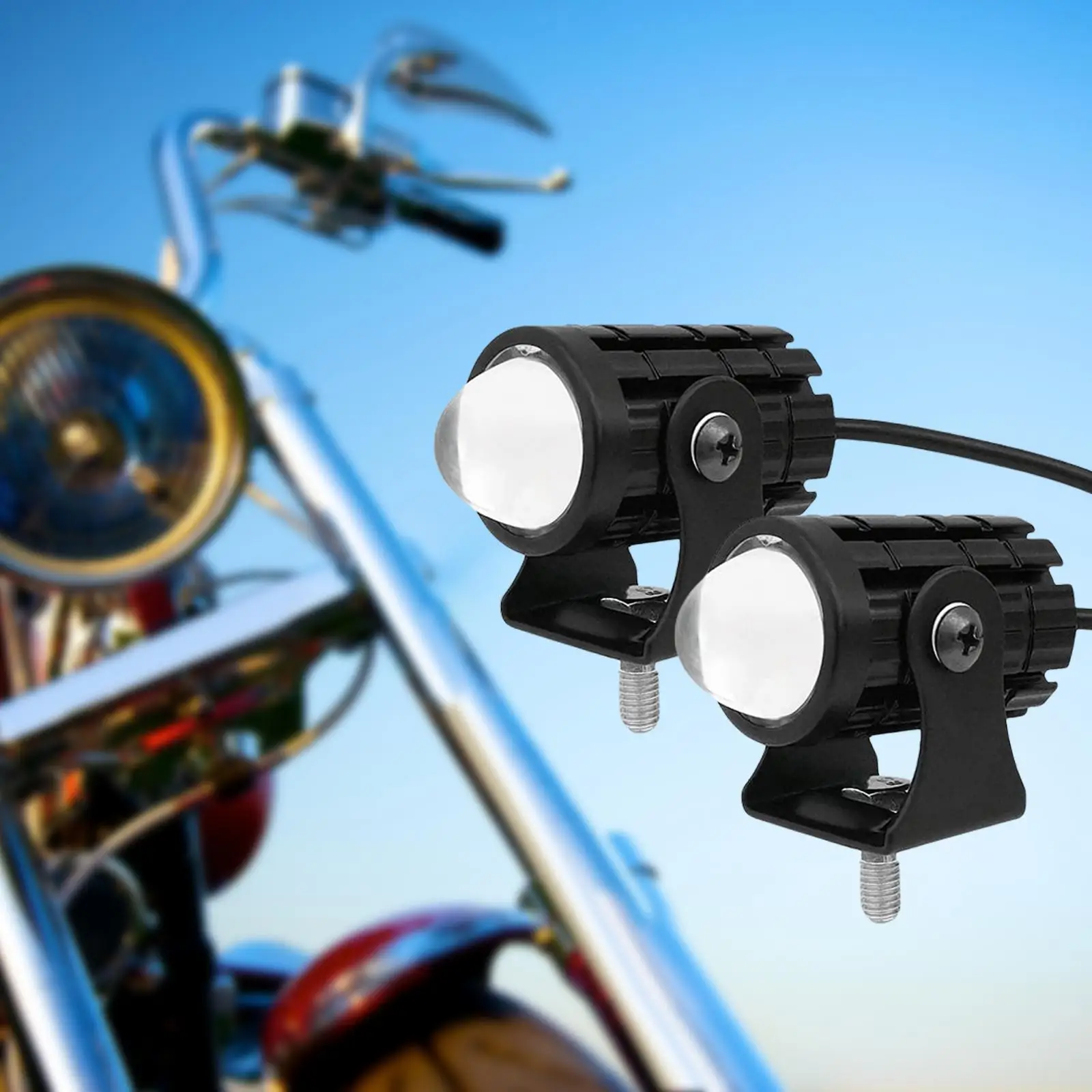 

2 шт. двухцветные мотоциклетные светодиодные фары, Водонепроницаемые Универсальные Противотуманные фары с бесплатным переключателем для г...