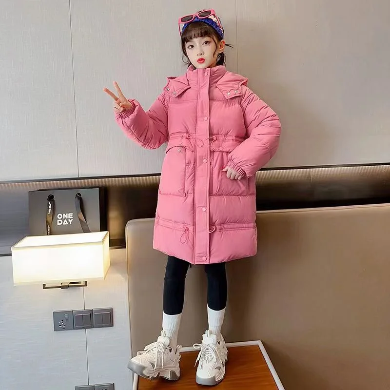 

Пуховик для девочек, хлопковая ветровка, новинка 2023, теплая Утепленная зимняя одежда для лыж на десять градусов ниже нуля, детская одежда