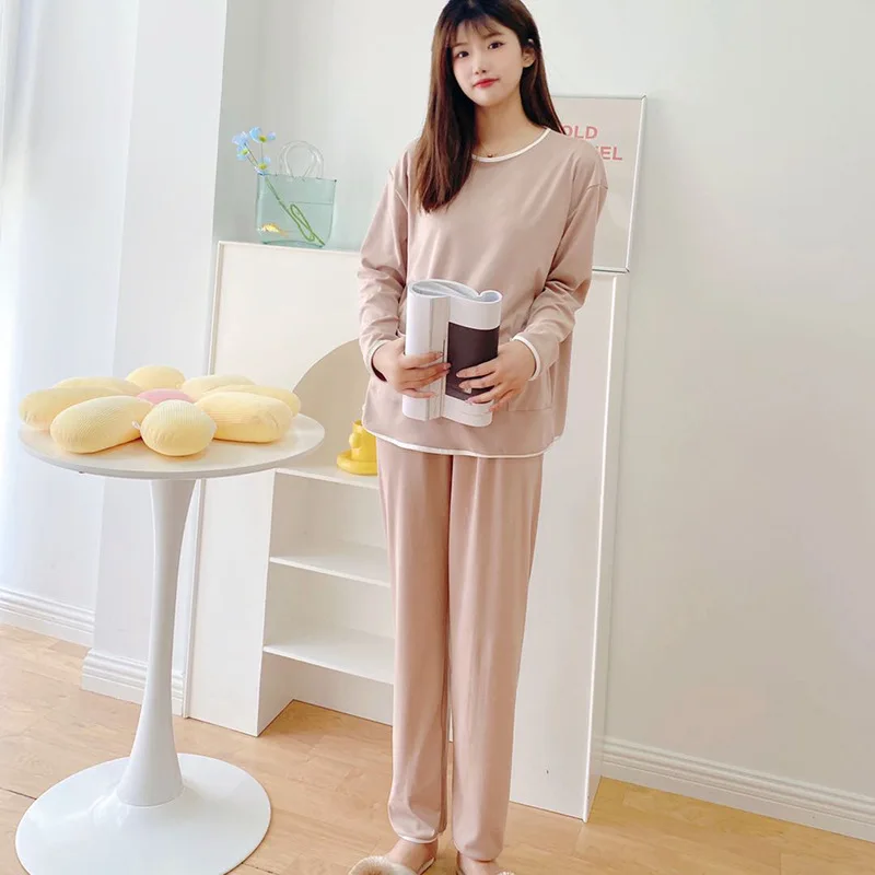 Women's Spring and Autumn Pajamas Long Sleeved Trousers Suit Soft and Comfortable Cotton Home Wear Pajamas for Women Sleepwear