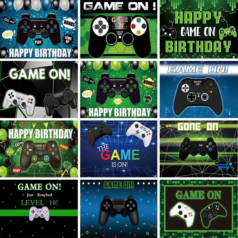 

Game Theme Party Gamepad Photozone Backgrounds Baby Kid Birthday Photo Backdrops Photophones For Photo Studio