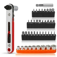 43pc socket ratchet wrench screwdriver set 14 inch drive torque wrench adjustable 90 degree socket wrench with slotted torx bit