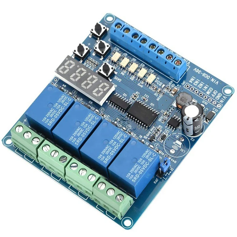

New 8-36V 4-Channel Relay Module Is Suitable For Circuit Delay/Self-Locking/Cycle/Timing/Linkage/Control Module PLC