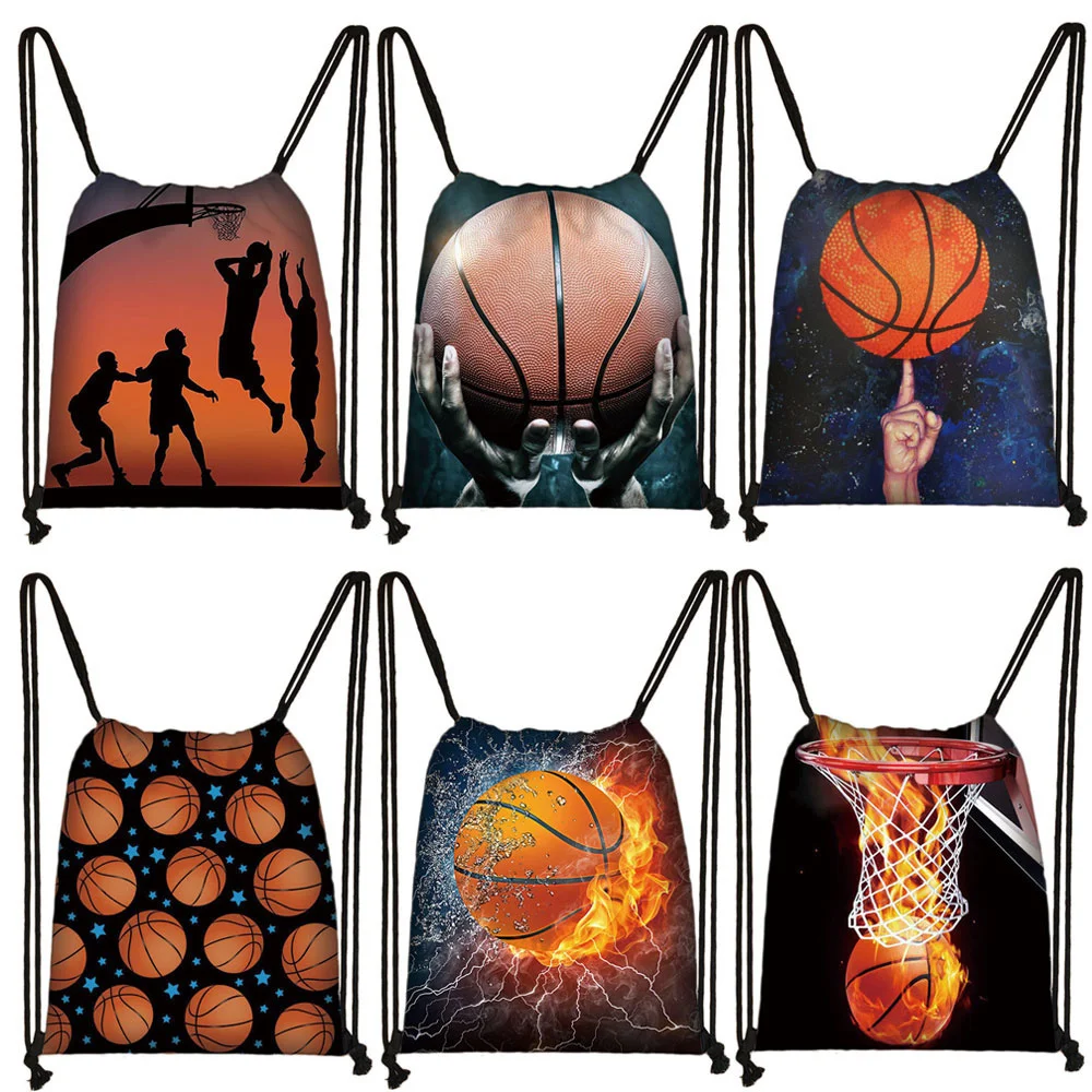 

Basketbally Print Backpack Women Men Rucksack Boys Girls Storage Bags for Travel Softball Drawstring Bag Shoes Holder Book Bag
