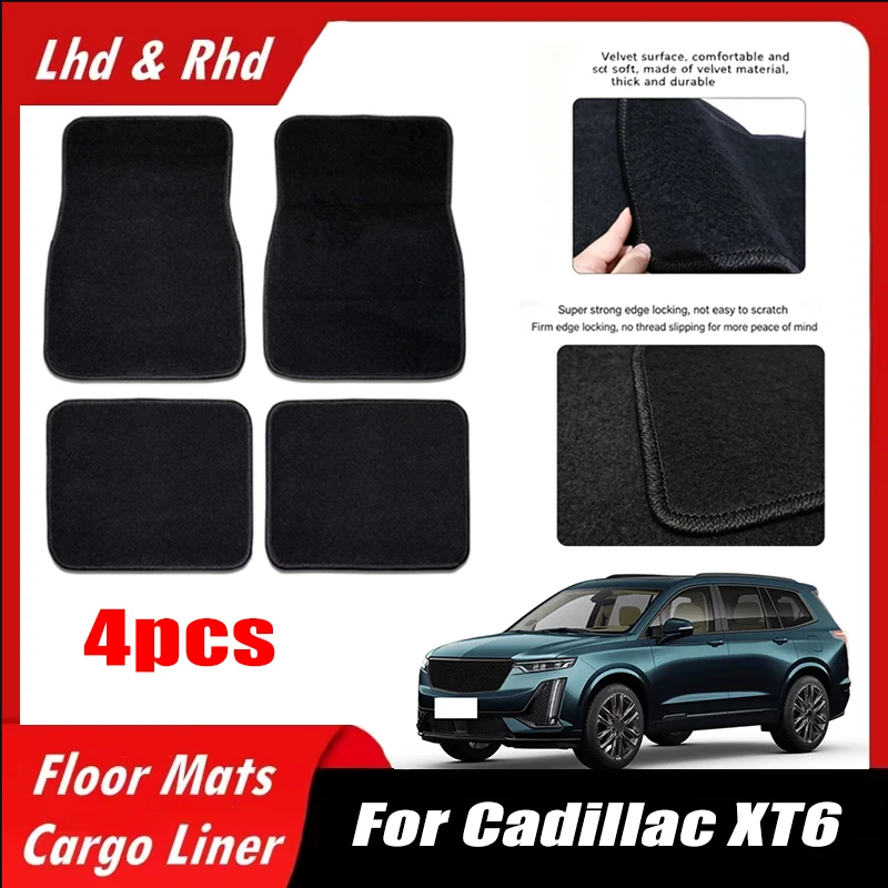Фото Комплект из 4 всепогодных автомобильных ковриков для Cadillac XT6: легко чистятся, прочные, противоскользящие, для защиты салона №1