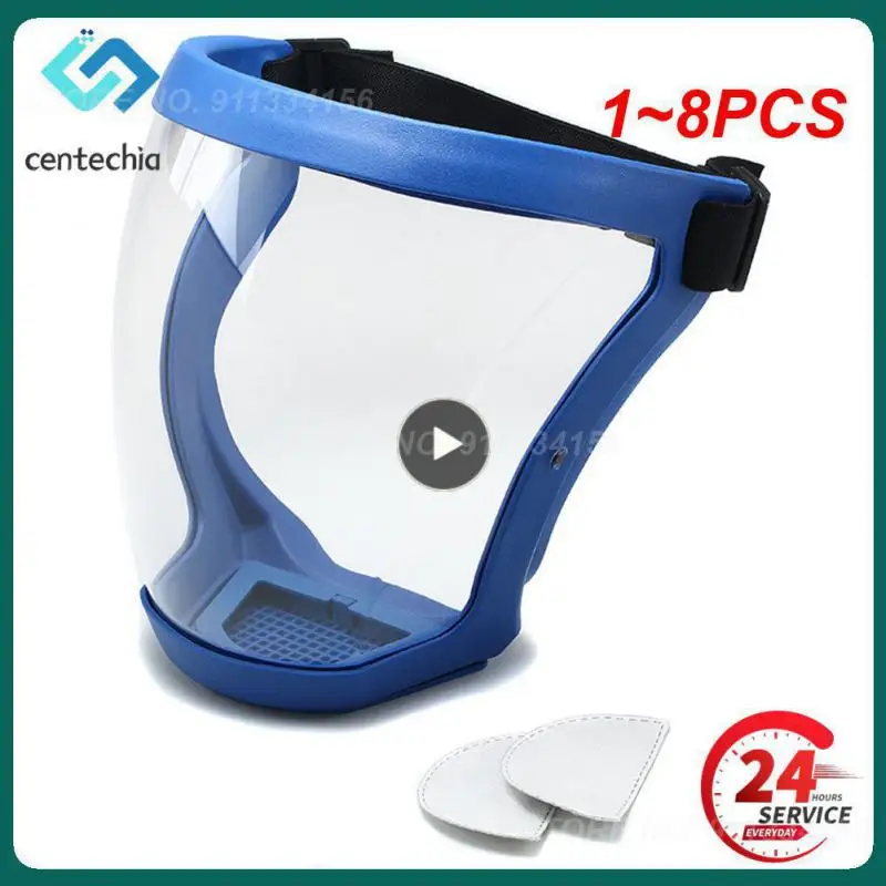 

1~8PCS Anti-fog Transparent Full Face Shield Splash-proof WindProof Mask Safety Glasses Protection Eye Face Mask with Filters