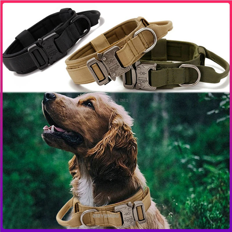 

Military Tactical Dog Collar with Handle Army Training Dog Collars with Adjustable Heavy Duty Metal Buckle for M,L,XL Dogs