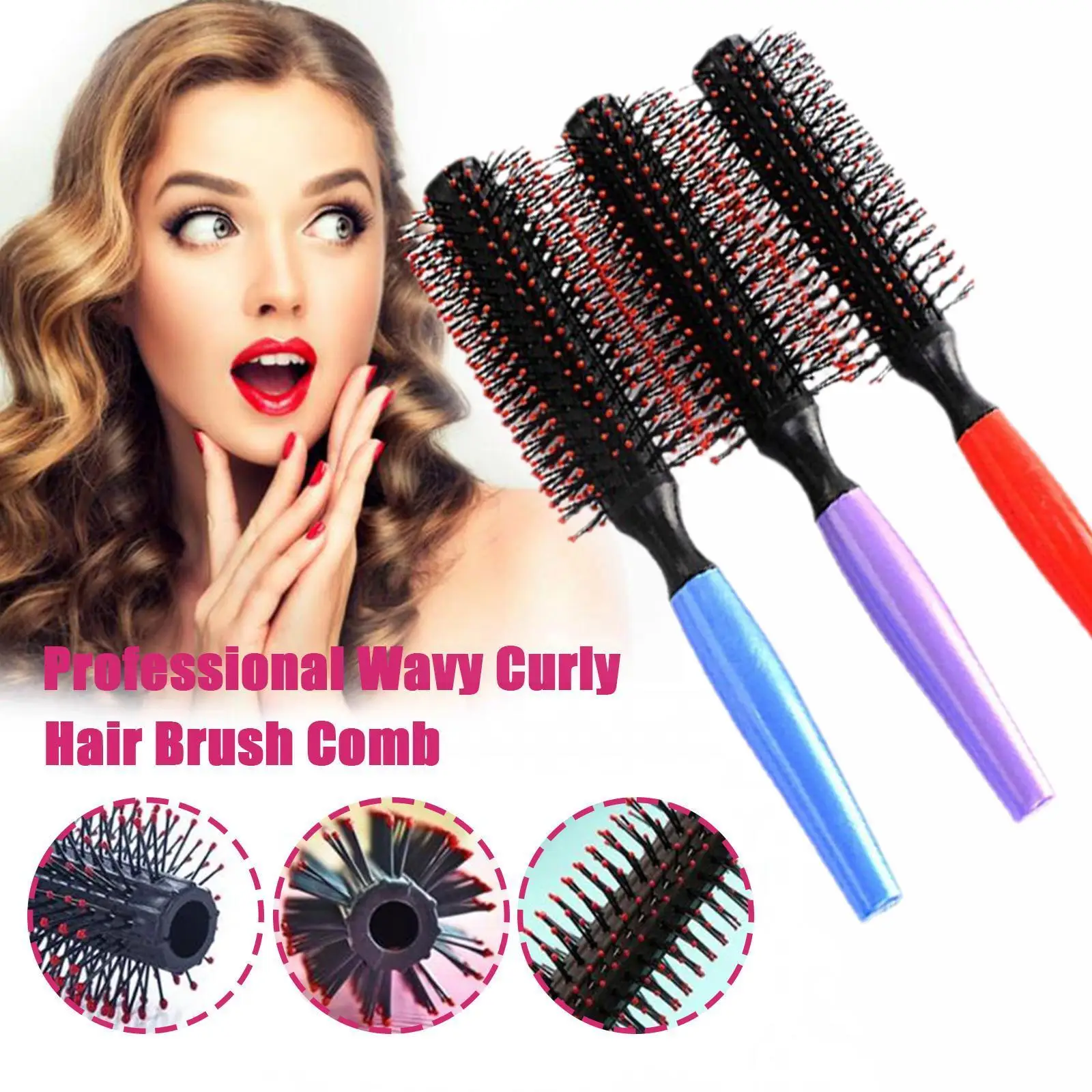 

Women Wavy Curly Hair Brush Comb Cylinder Shape Hair Tools Hair Femal Wet Salon Color Styling Dropshipping Random Dry E8u9