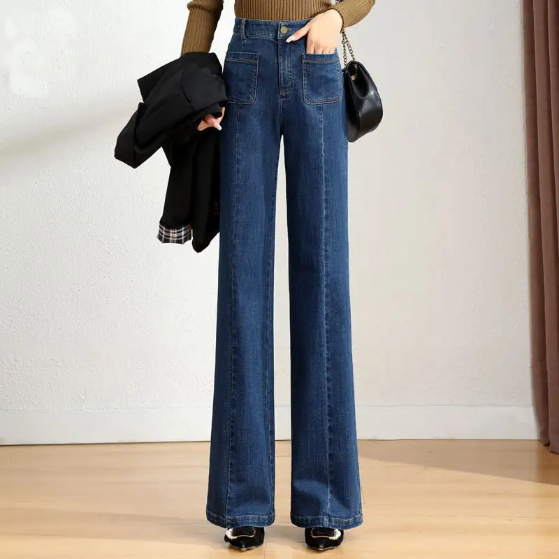 

Теплые женские джинсы, новинка, модные широкие брюки в Корейском стиле Kpop, винтажная одежда, уличная одежда Y2k, джинсовые мешковатые женские брюки