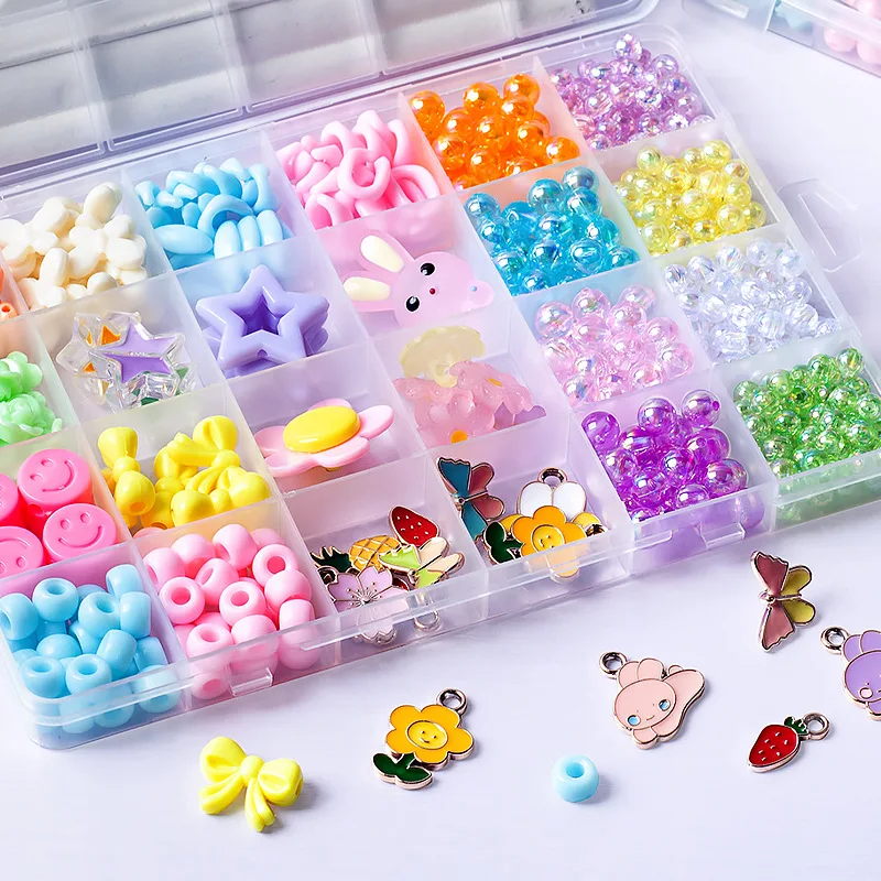 

Children's Beaded Toys 24 Grid DIY Handmade Beaded Creative Loose Spacer Beads Bracelet Necklace Jewelry Kit Girl Toy Gift