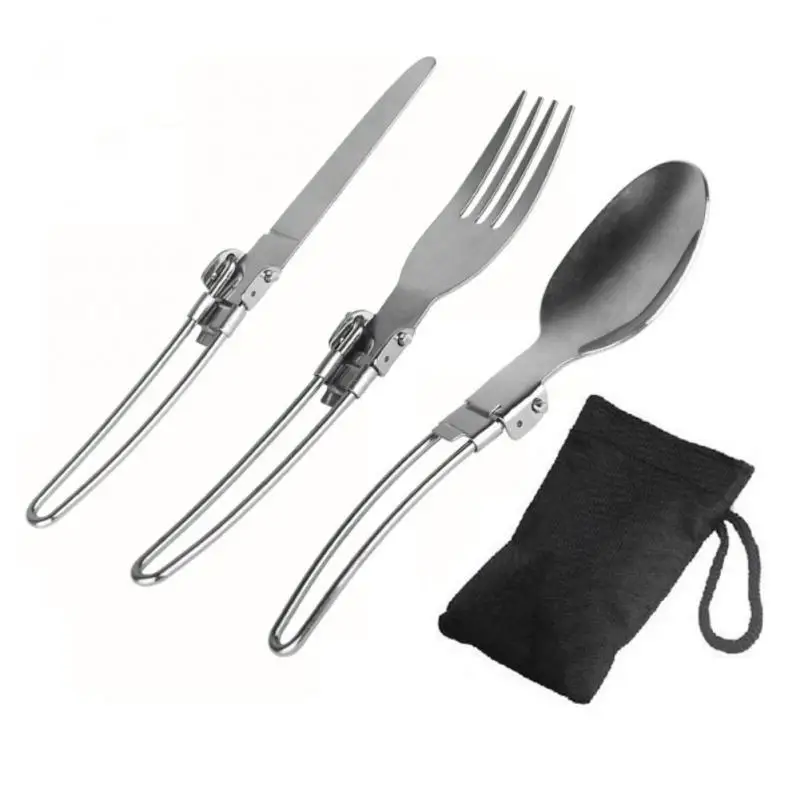 

Folding Fork Knife Set Outdoor Camping Travel Picnic Foldable Spoon Fork Knife Tableware Stainless Steel Portable
