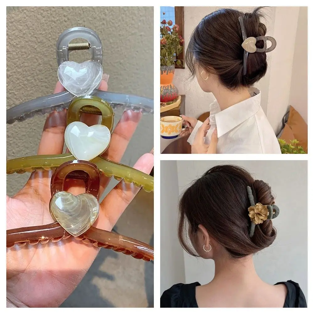 Love Hair Claw Women Girls Hair Crab Clip Rose Flower Hair Claw Flower Shark Clip Vintage Hair Clips