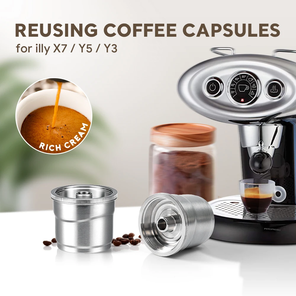 Reusable illy Coffee Capsule pod 304 Stainless Steel Rich Cream Compatibility illy X7,illy Y3,illy Y5 ICAFILAS