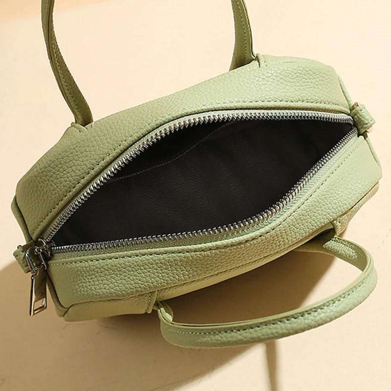 Solid Color Simple Shoulder Bag for Women Brand Small Underarm Bag Soft Pu Leather Tote Casual Women's Bowling Purse Trendy Bags