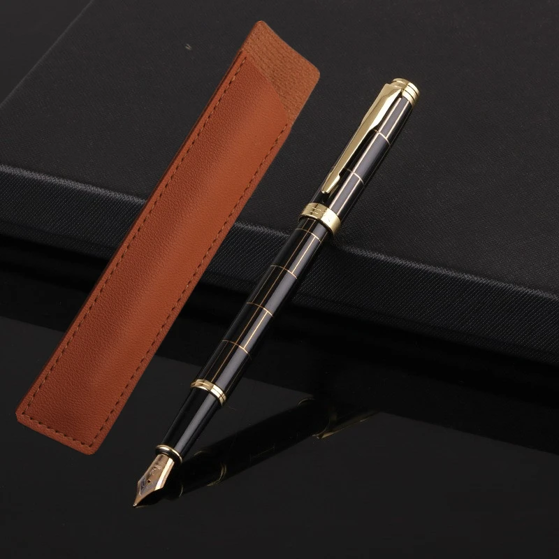 

Высококачественная перьевая ручка с изысканным кожаным футляром, без чернил внутри ручки, высококачественный иридиевый наконечник для гладкого письма.