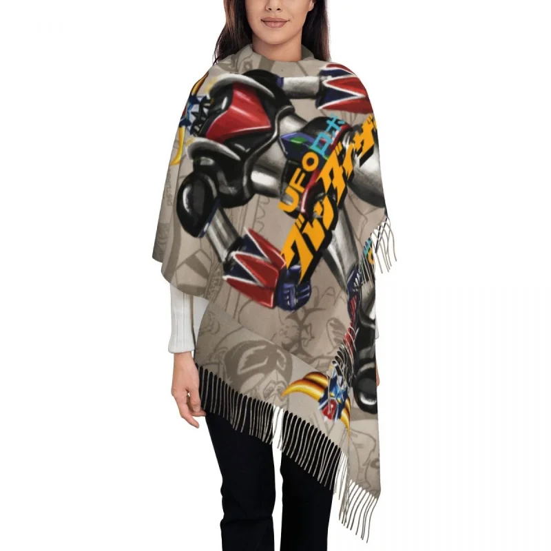 

Grendizer Anime Scarf Wrap for Women Long Winter Fall Warm Tassel Shawl Unisex UFO Robot Goldorak Scarves