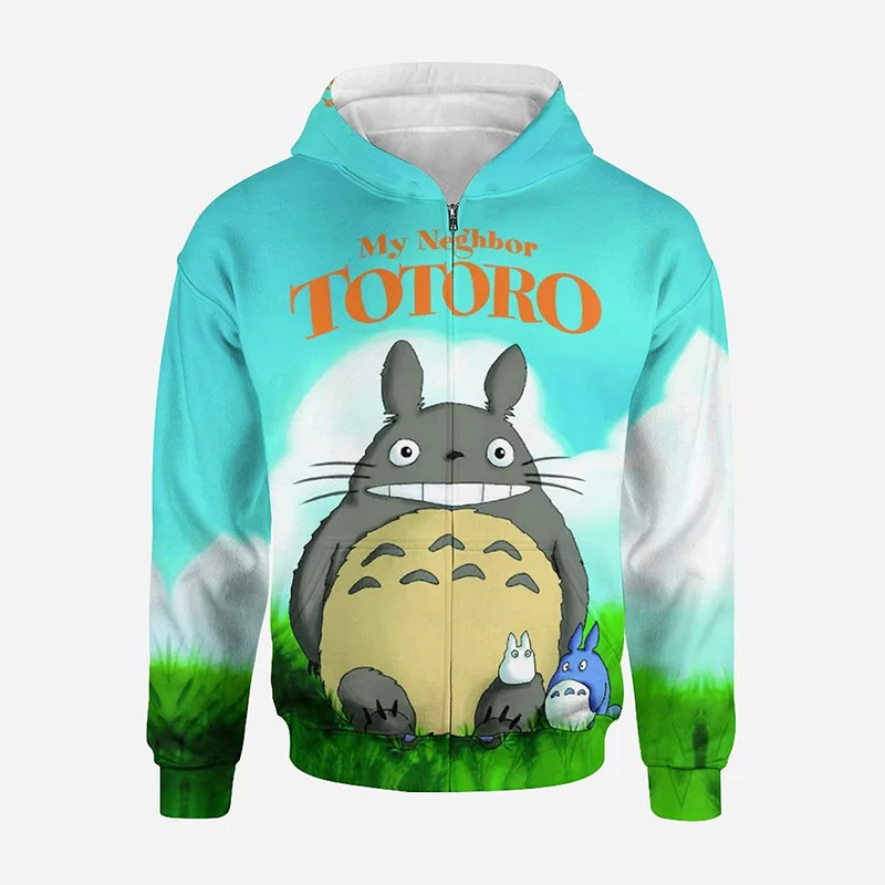 

Толстовка Kawaii Totoro с капюшоном на молнии, Мужская одежда, 3D манга, студийные худи ghiвеликолепного дизайна, женские толстовки с принтом в стиле Харадзюку, модные пуловеры y2k с капюшоном