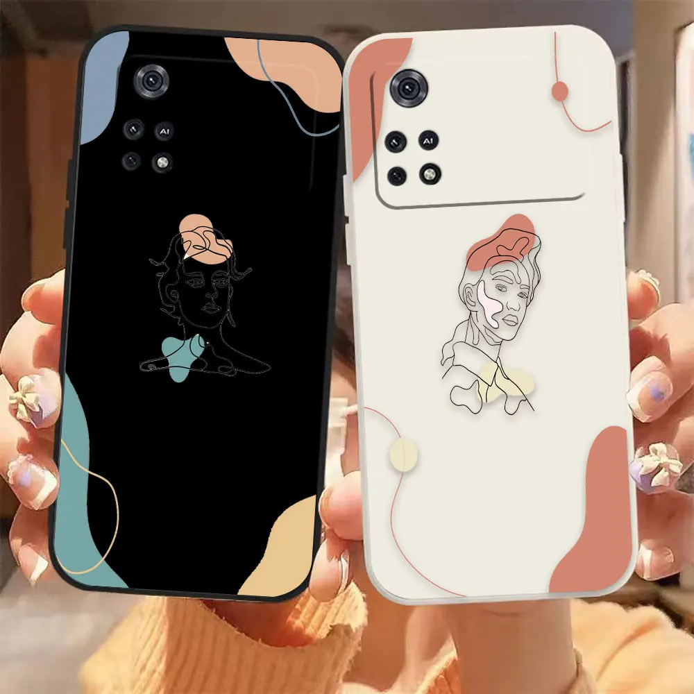

Woman Head with Flowers Line Case For Xiaomi PCOO F3 M3 X2 X3 M4 A2 6X 8 CC9 CC9E MIX 2 2S Black Shark 3 4 5 GT Pro 4G 5G Case