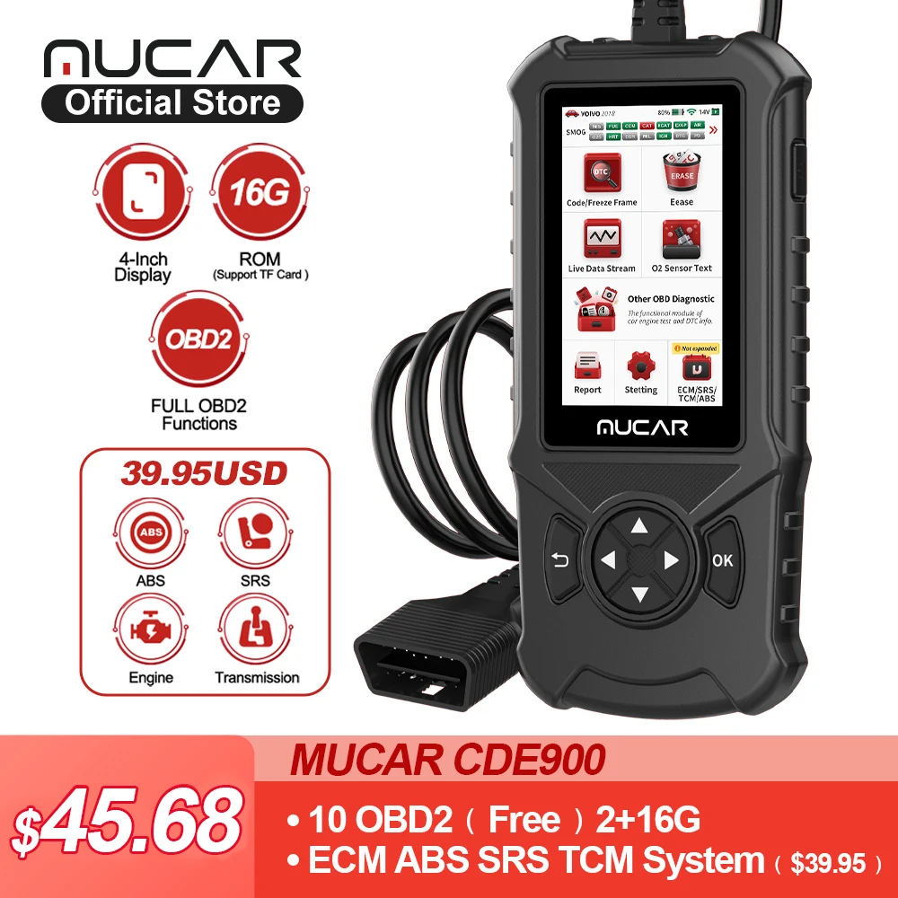 MUCAR CDE900 Lifetime Free Obd2 Car Auto Diagnostic Tools OBD2 Scanner Automotivo Code Reader Check Engine PK ELM327